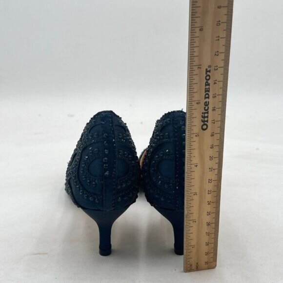 XYD Women's Pumps, Elegant Pointed Toe, D'Orsay Kitten Low Heels, Rhinestone - Picture 4 of 7